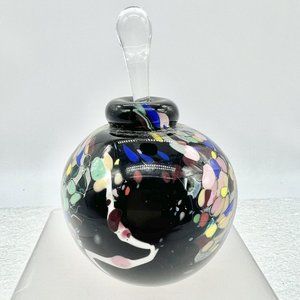 Karg Bubble Art Studio Glass Perfume Bottle W/ Dauber Stopper SIGNED Dots